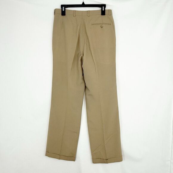 Vintage Dress Pants Pleated Front Cuffed Hems Mens 32 x 31 Beige - Picture 2 of 16